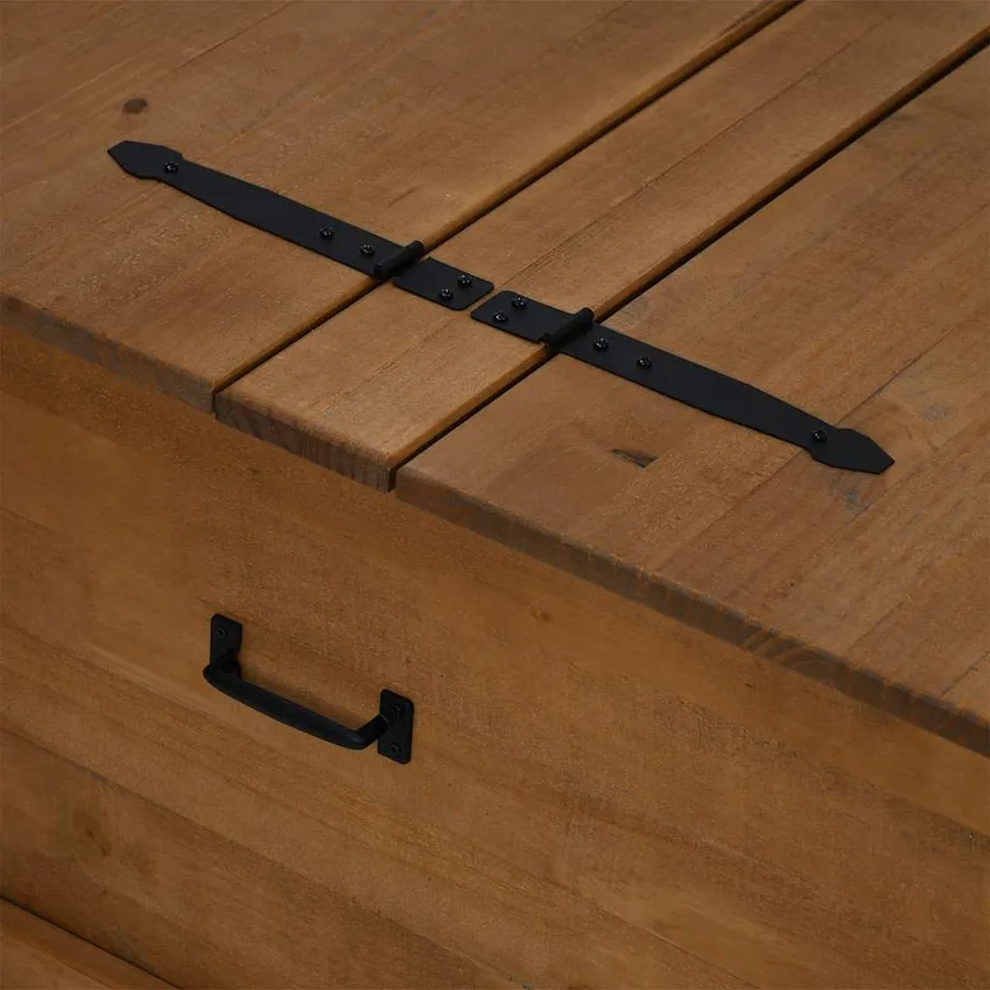 Coffre de rangement HALDEN 91x91x47 cm bois massif pin - 8