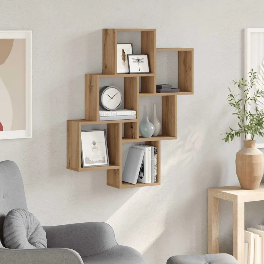 Étagère murale sous forme de cube chêne artisanal 78x15x93 cm - 3
