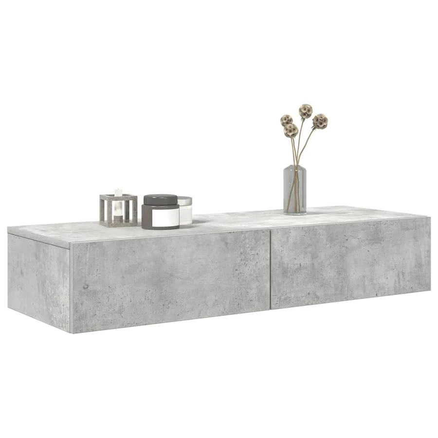 Étagère murale avec tiroirs gris béton bois d'ingénierie - 3