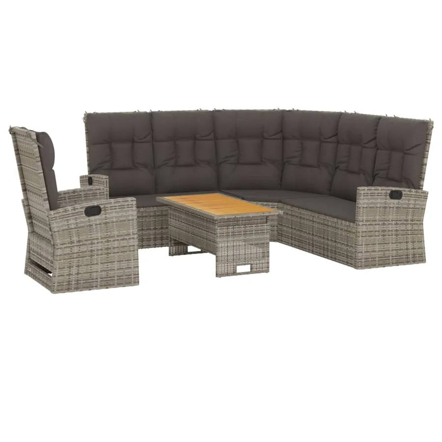 Salon de jardin 3 pcs avec coussins Gris Résine tressée - 3