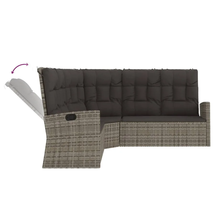 Salon de jardin 3 pcs avec coussins Gris Résine tressée - 6