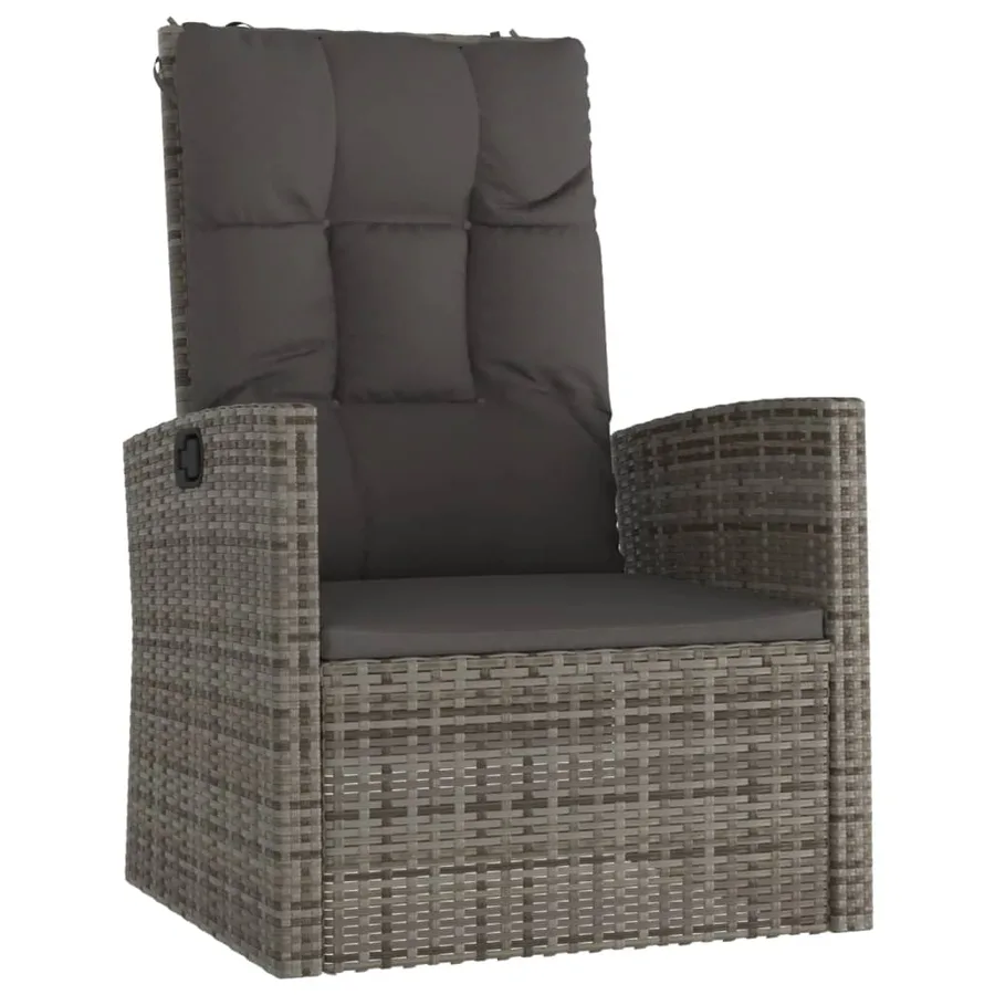 Salon de jardin 3 pcs avec coussins Gris Résine tressée - 7