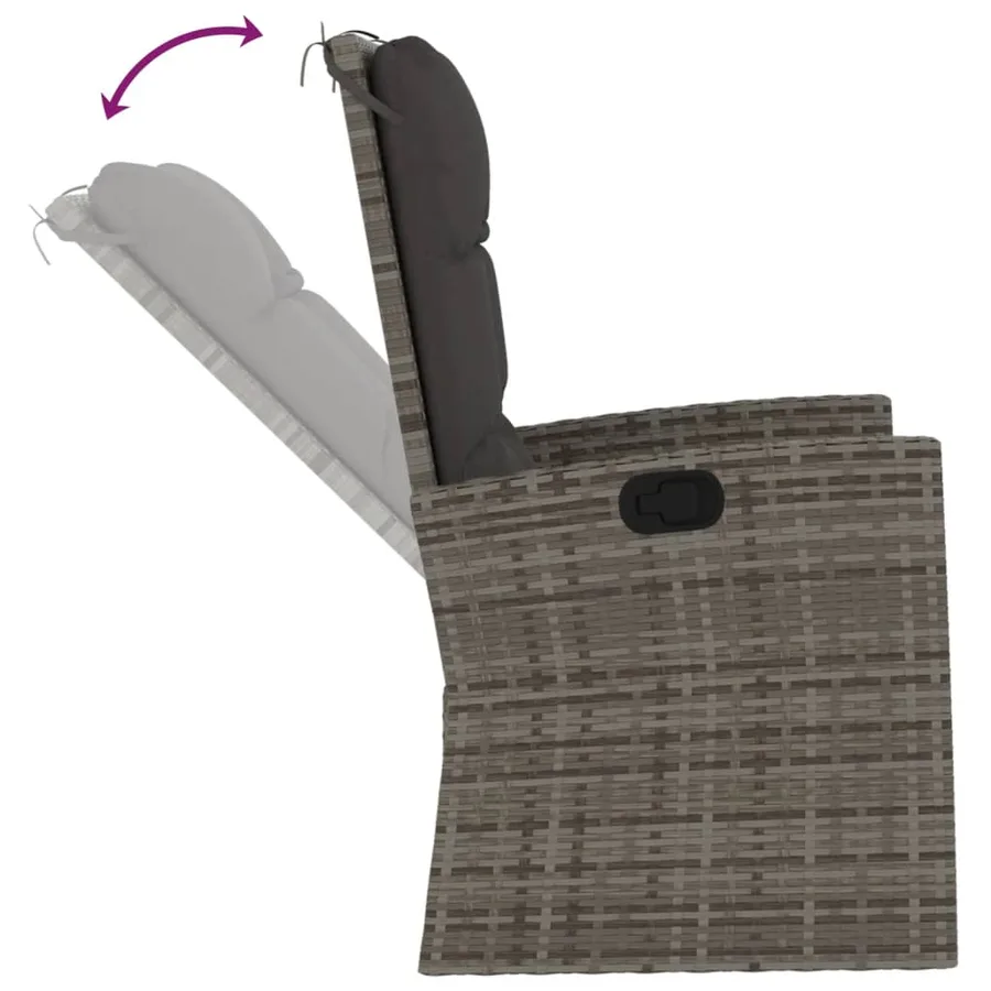 Salon de jardin 3 pcs avec coussins Gris Résine tressée - 8