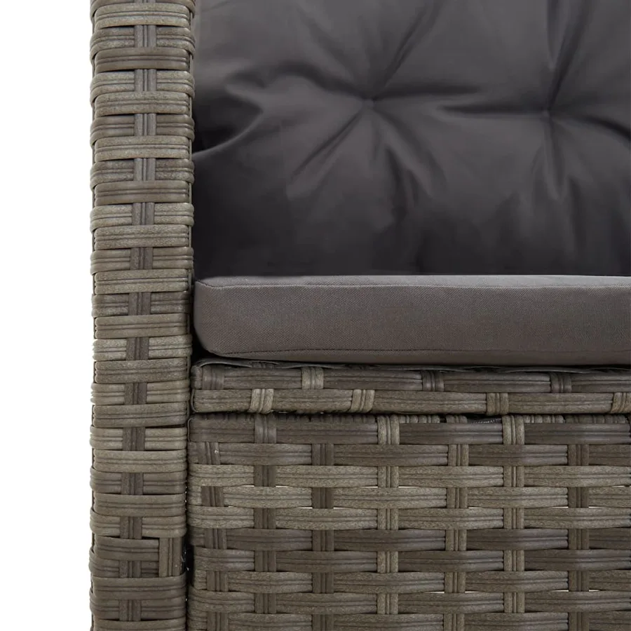 Salon de jardin 3 pcs avec coussins Gris Résine tressée - 9