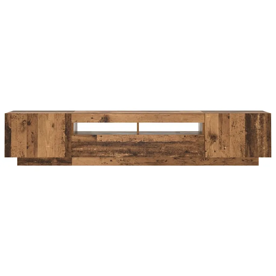 Meuble TV avec lumières LED vieux bois bois d'ingénierie - 10
