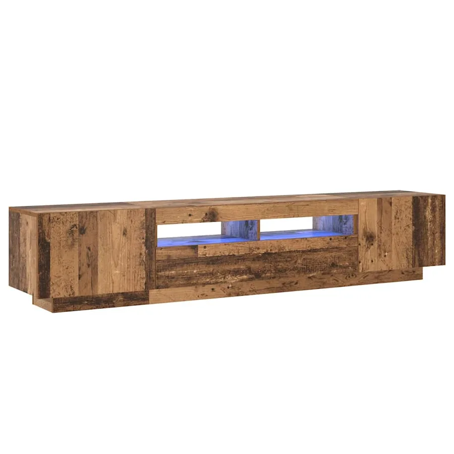 Meuble TV avec lumières LED vieux bois bois d'ingénierie - 2