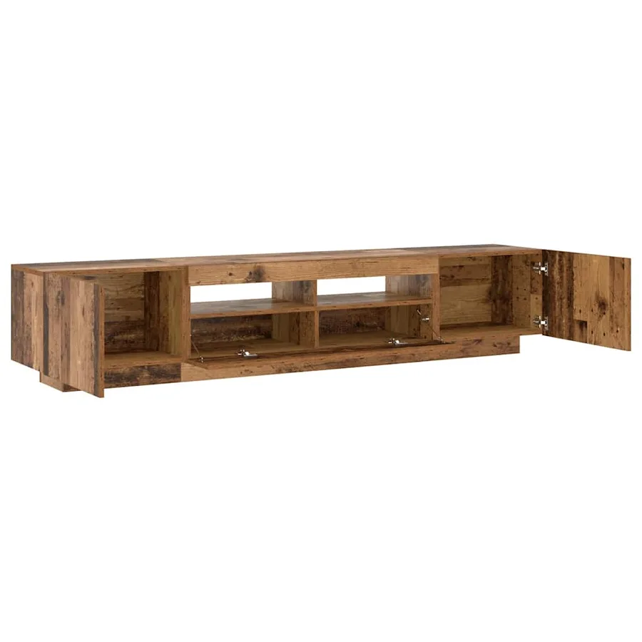 Meuble TV avec lumières LED vieux bois bois d'ingénierie - 6