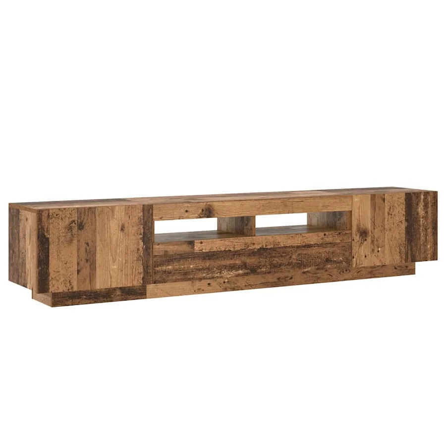 Meuble TV avec lumières LED vieux bois bois d'ingénierie - 7
