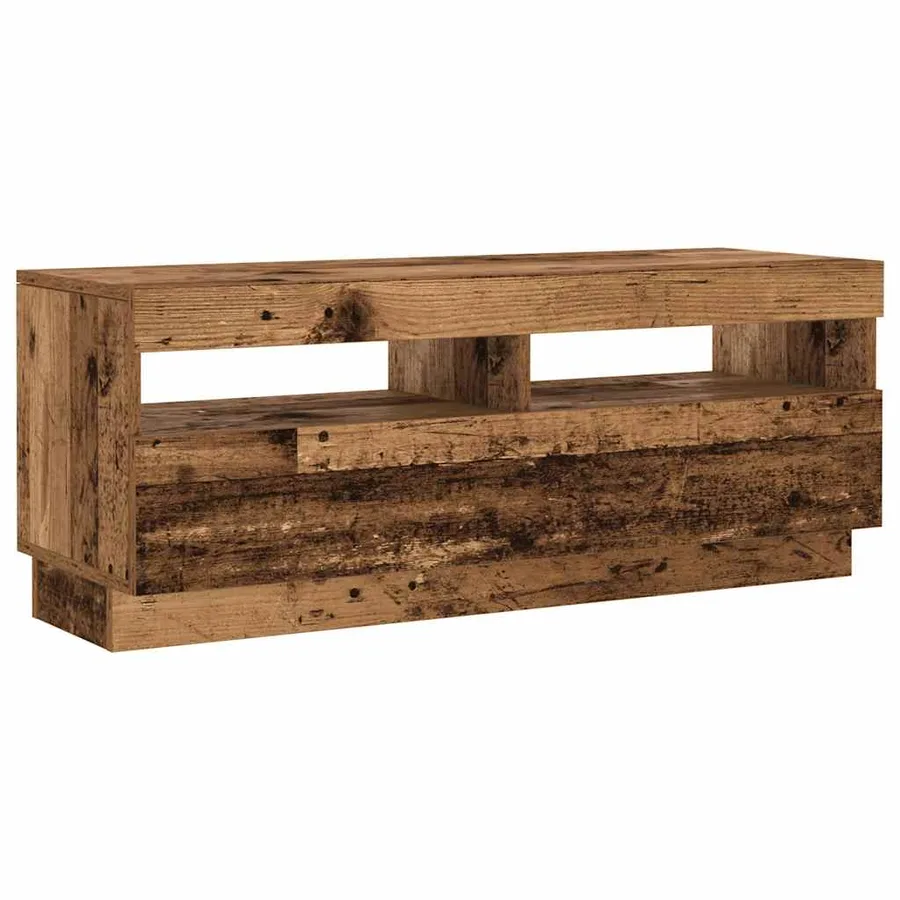 Meuble TV avec lumières LED vieux bois bois d'ingénierie - 8