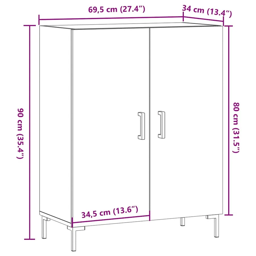 Buffet vieux bois 69,5x34x90 cm bois d'ingénierie - 10