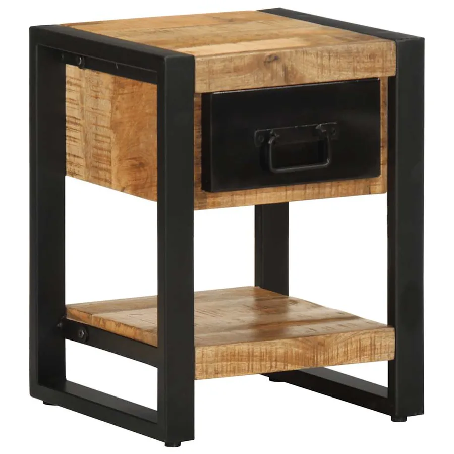 Table de chevet 35x34x45 cm bois de manguier massif brut - 11
