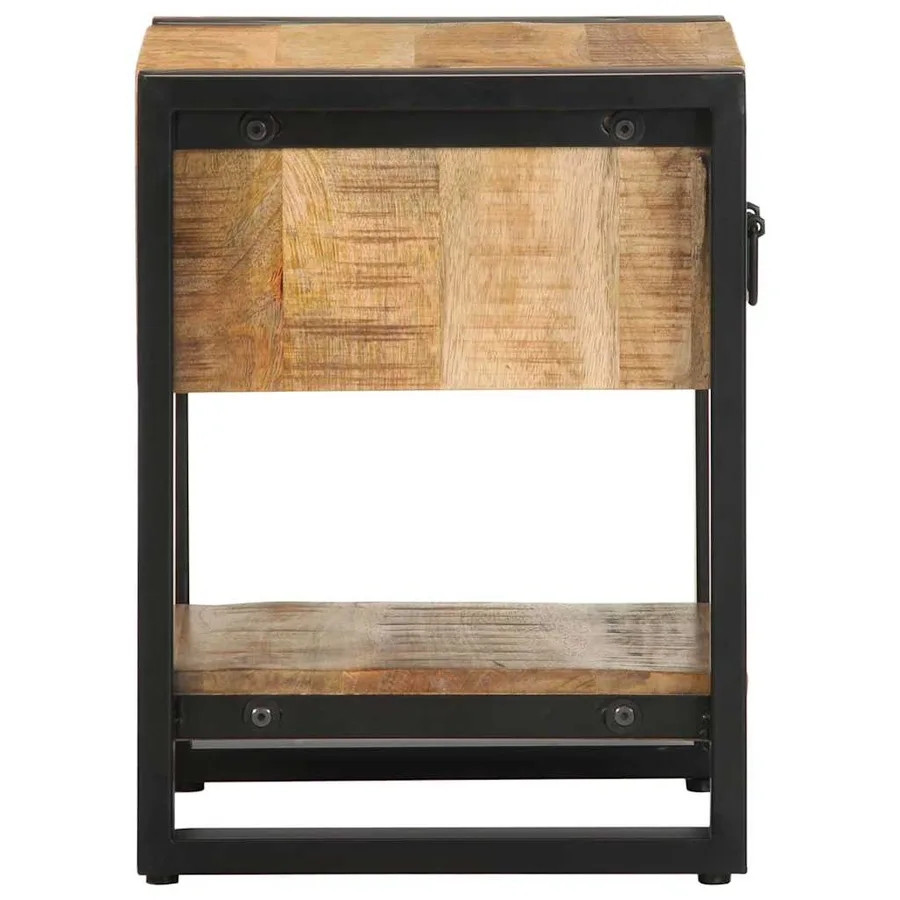 Table de chevet 35x34x45 cm bois de manguier massif brut - 5