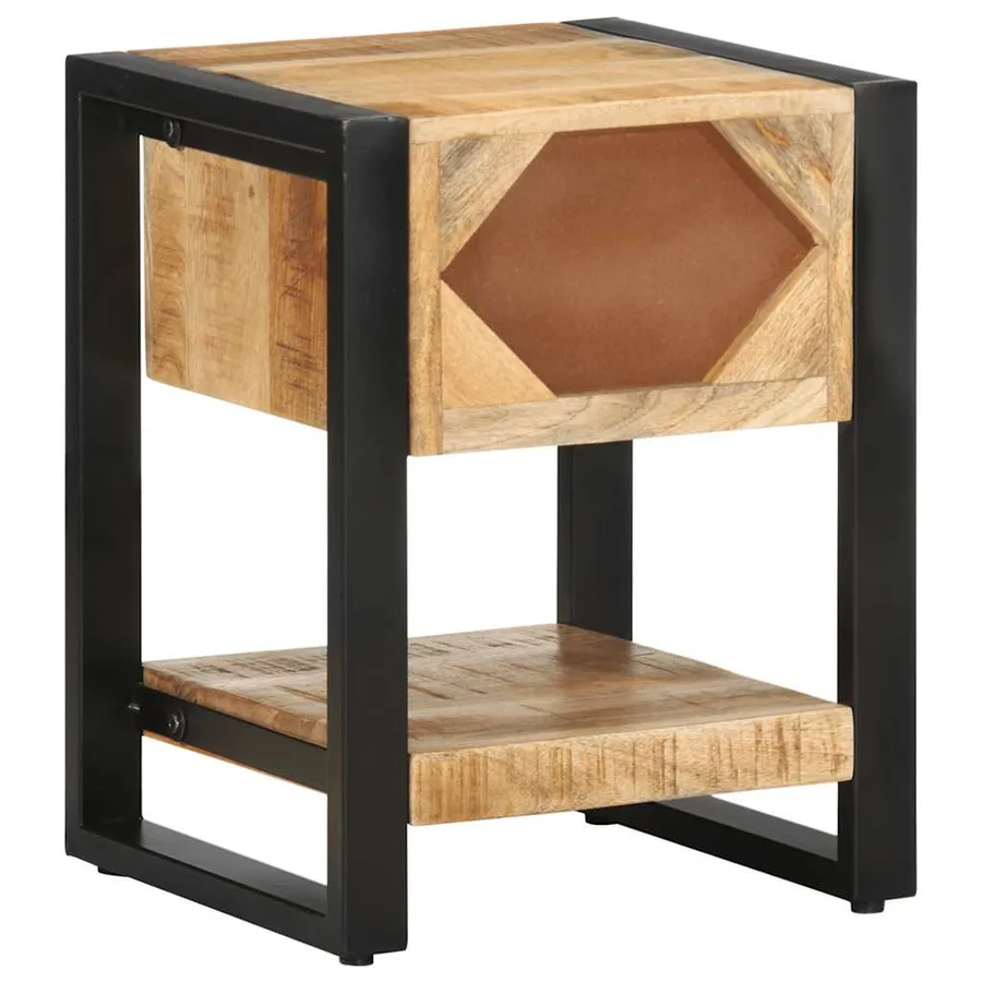 Table de chevet 35x34x45 cm bois de manguier massif brut - 6