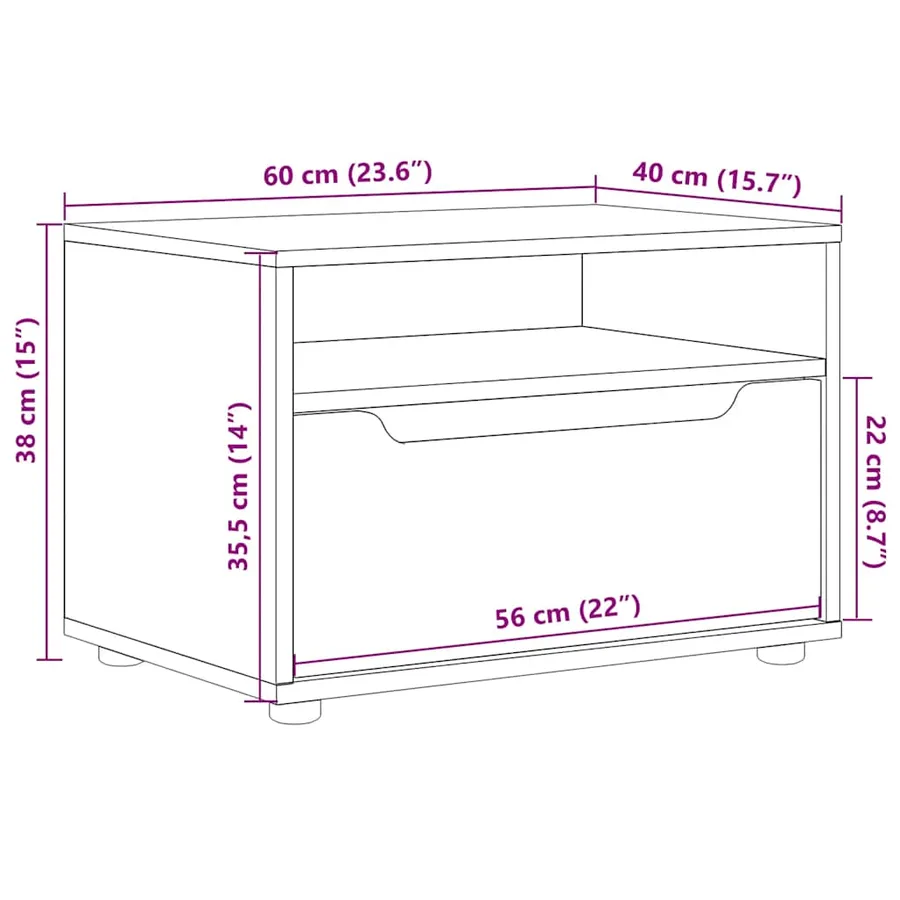 Meuble TV VISNES noir 60x40x38 cm bois d'ingénierie - 12