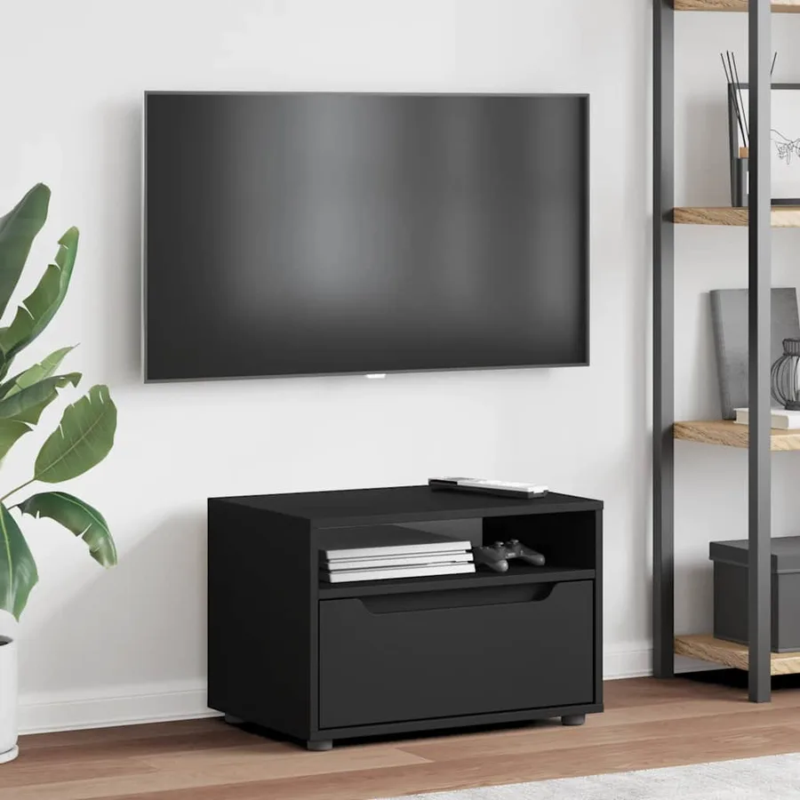 Meuble TV VISNES noir 60x40x38 cm bois d'ingénierie - 3