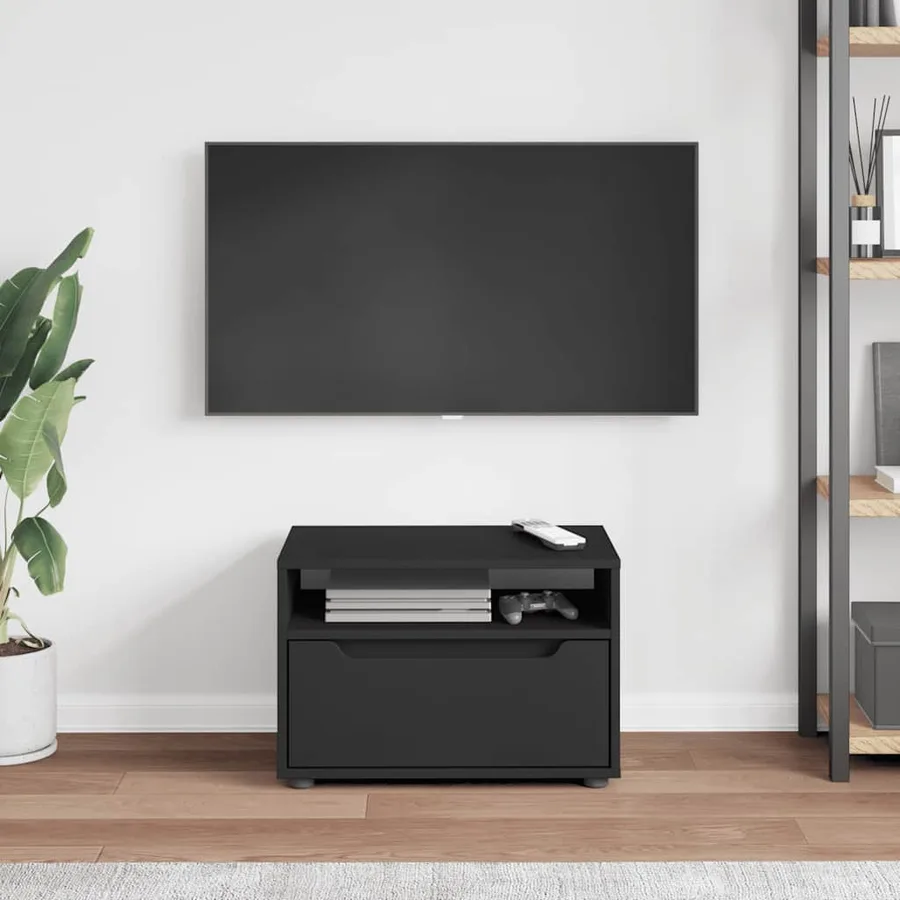 Meuble TV VISNES noir 60x40x38 cm bois d'ingénierie - 4