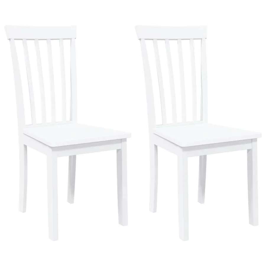 Chaises à manger 2 pcs blanc bois massif caoutchouc - 2