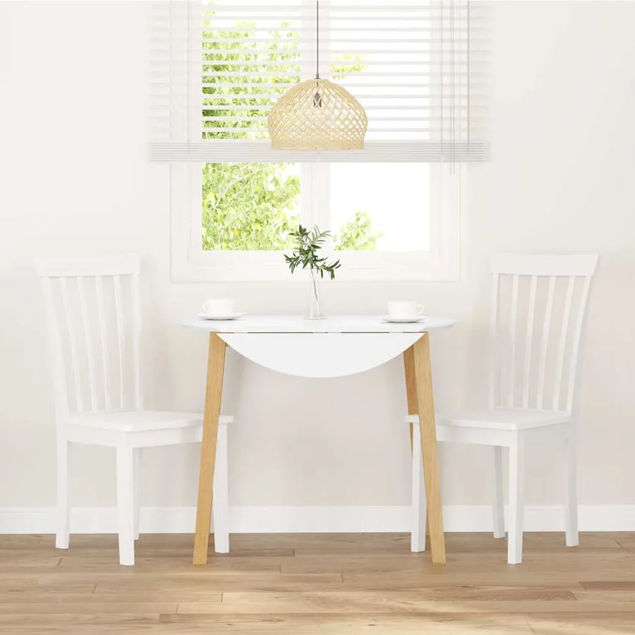 Chaises à manger 2 pcs blanc bois massif caoutchouc - 3