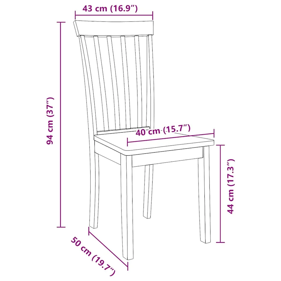Chaises à manger 2 pcs blanc bois massif caoutchouc - 9