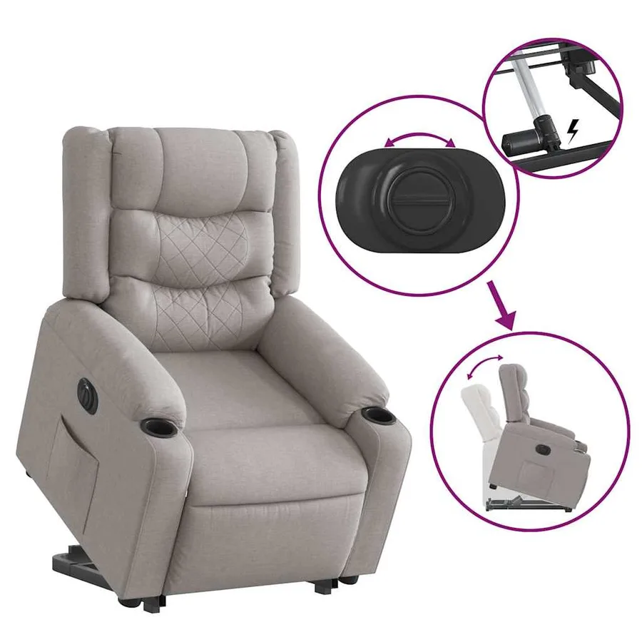 Fauteuil inclinable électrique gris nuage tissu - 11