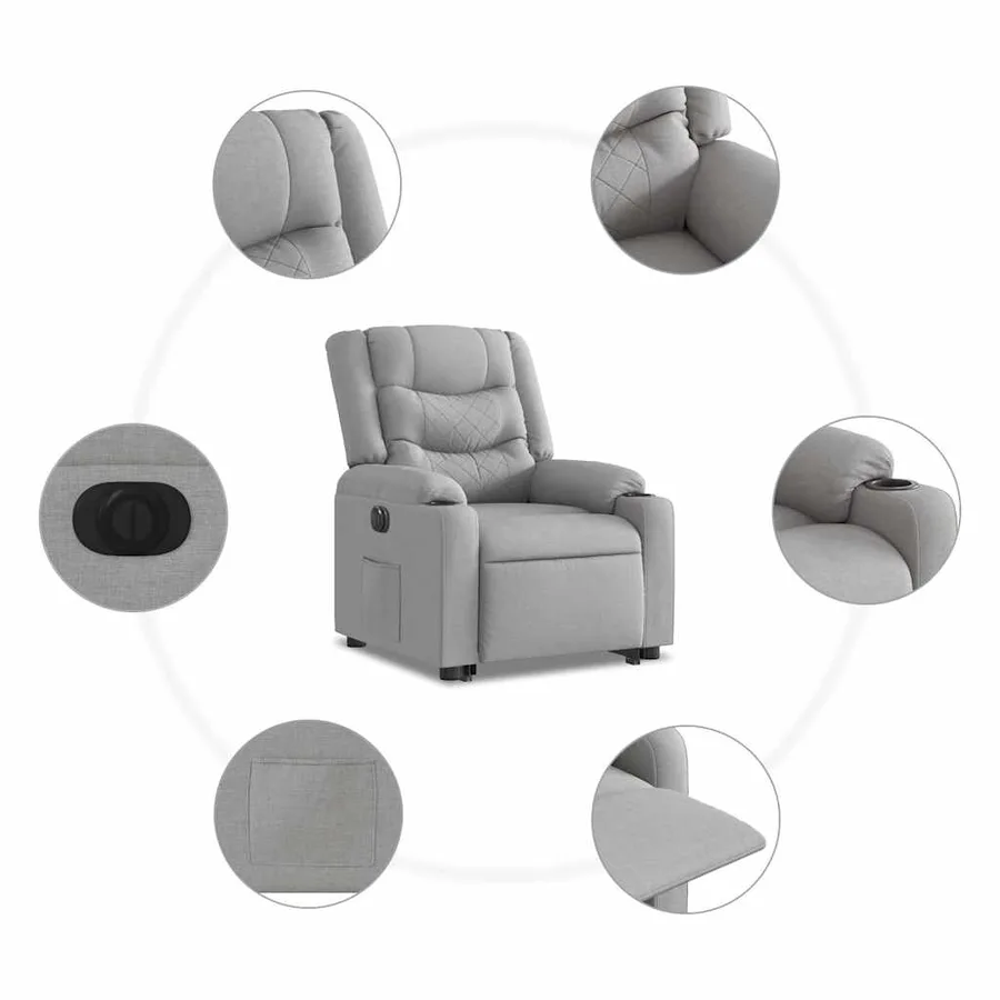 Fauteuil inclinable électrique gris nuage tissu - 14
