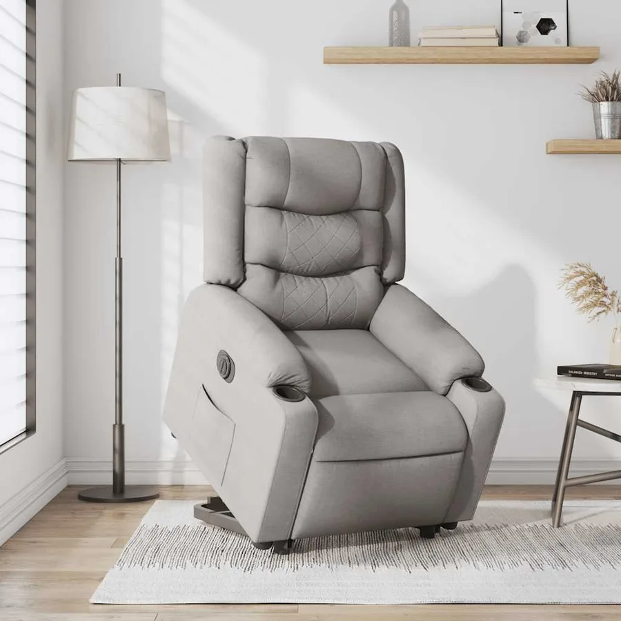 Fauteuil inclinable électrique gris nuage tissu - 2