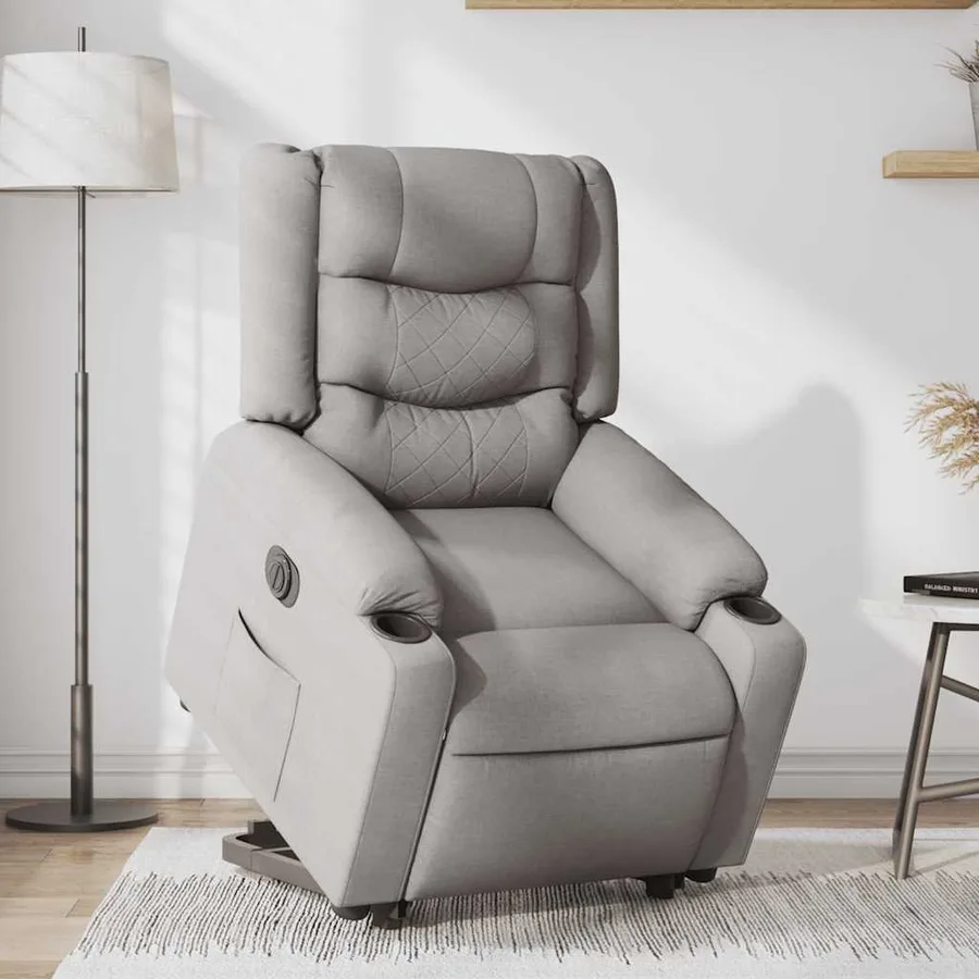 Fauteuil inclinable électrique gris nuage tissu - 3