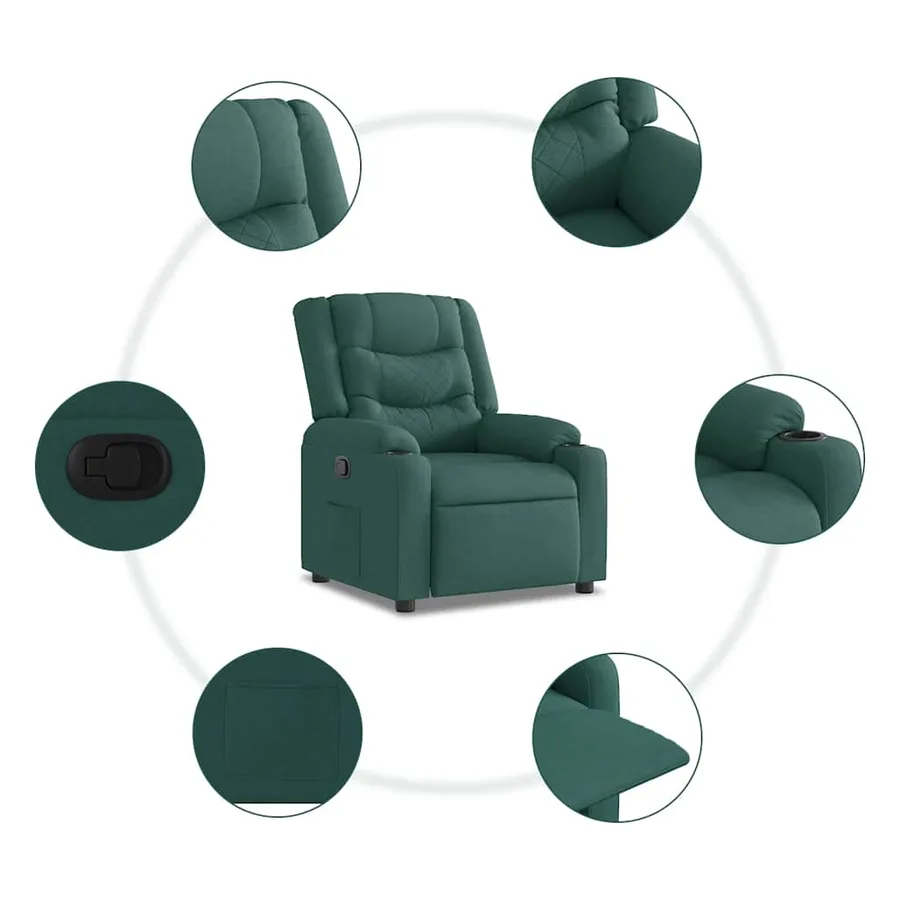 Fauteuil inclinable Vert foncé Tissu - 7
