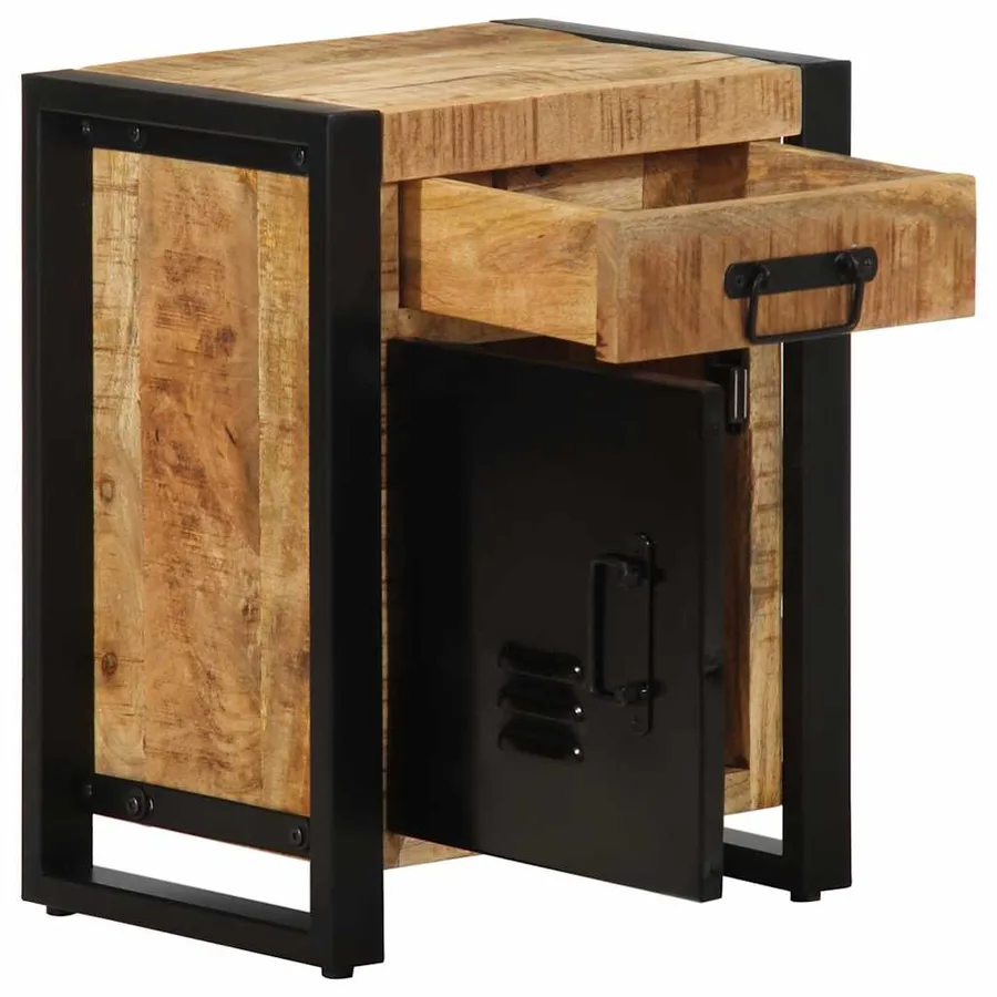 Table de chevet 40x30x50 cm bois massif de manguier brut - 5