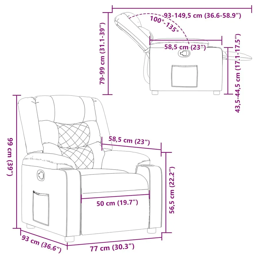 Fauteuil inclinable Crème Tissu - 11