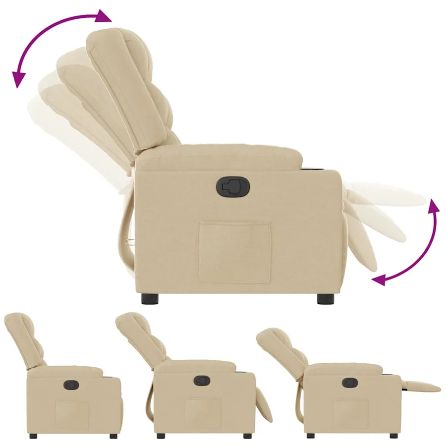Fauteuil inclinable Crème Tissu - 6