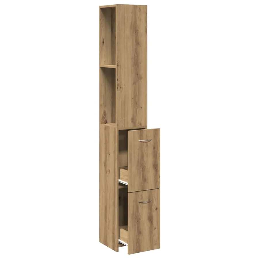 Armoire de salle de bain chêne artisanal 25x25x170 cm - 7