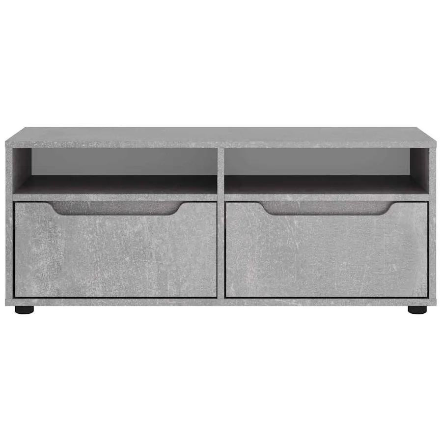 Meuble TV VISNES gris béton 100x40x38 cm bois d'ingénierie - 5