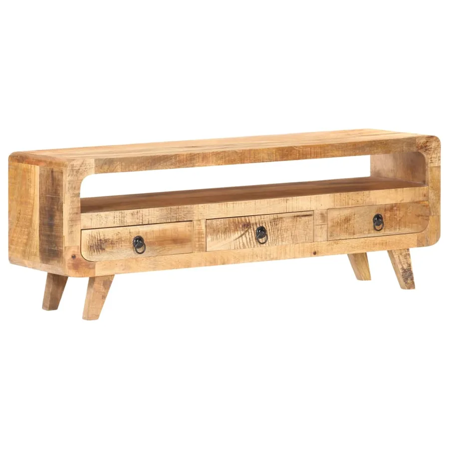Meuble TV 117x30x41 cm Bois de manguier massif brut - 11