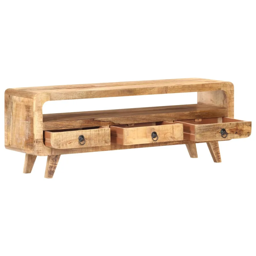 Meuble TV 117x30x41 cm Bois de manguier massif brut - 2