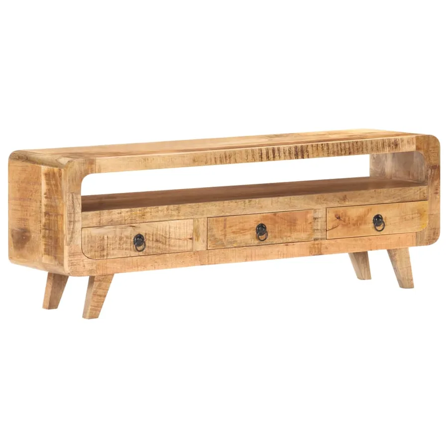 Meuble TV 117x30x41 cm Bois de manguier massif brut - 9