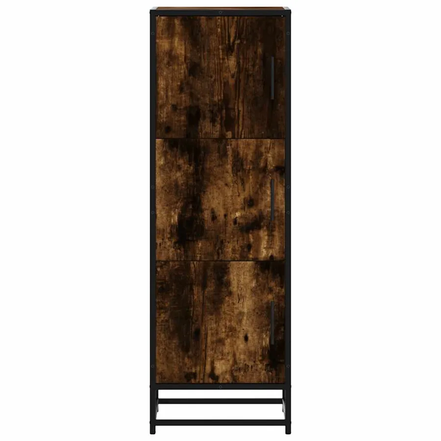 Buffet haut chêne fumé 35,5x35x106,5 cm bois d'ingénierie métal - 4