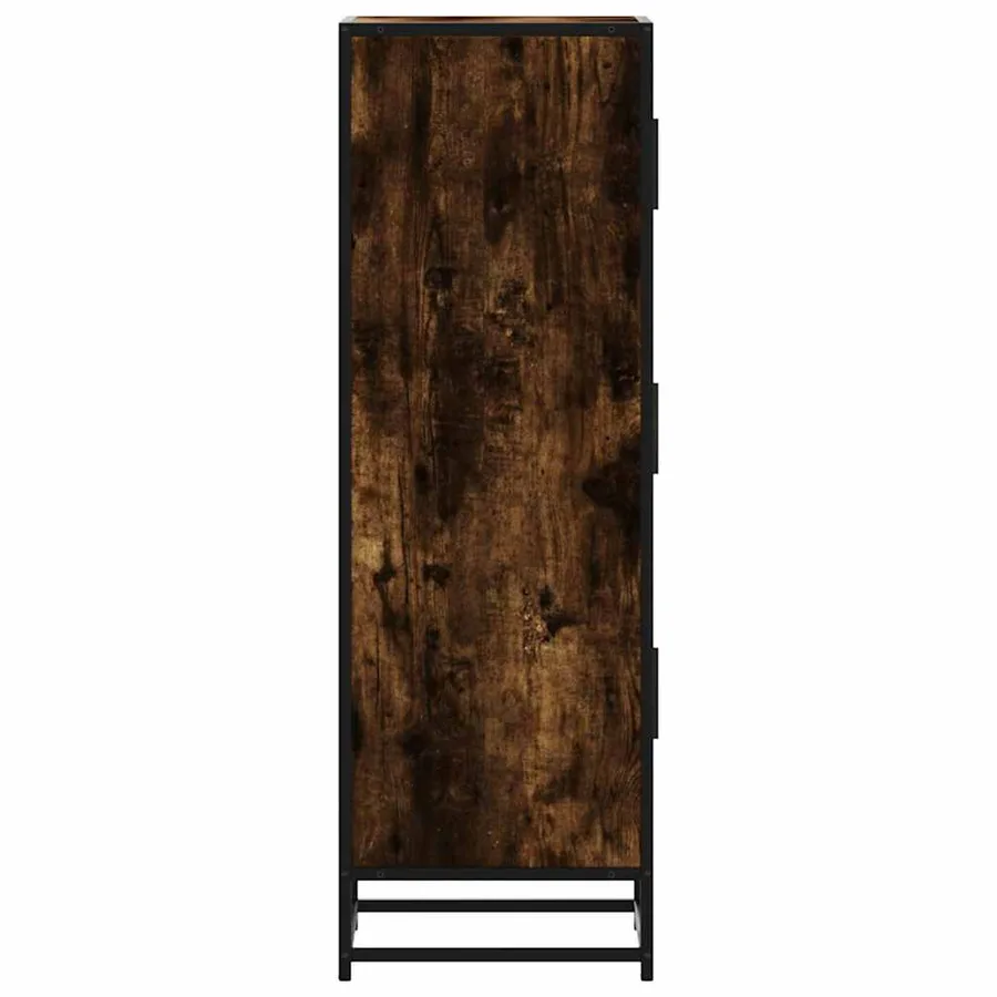 Buffet haut chêne fumé 35,5x35x106,5 cm bois d'ingénierie métal - 5