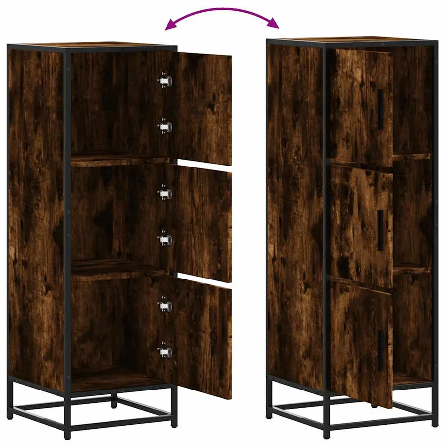 Buffet haut chêne fumé 35,5x35x106,5 cm bois d'ingénierie métal - 7