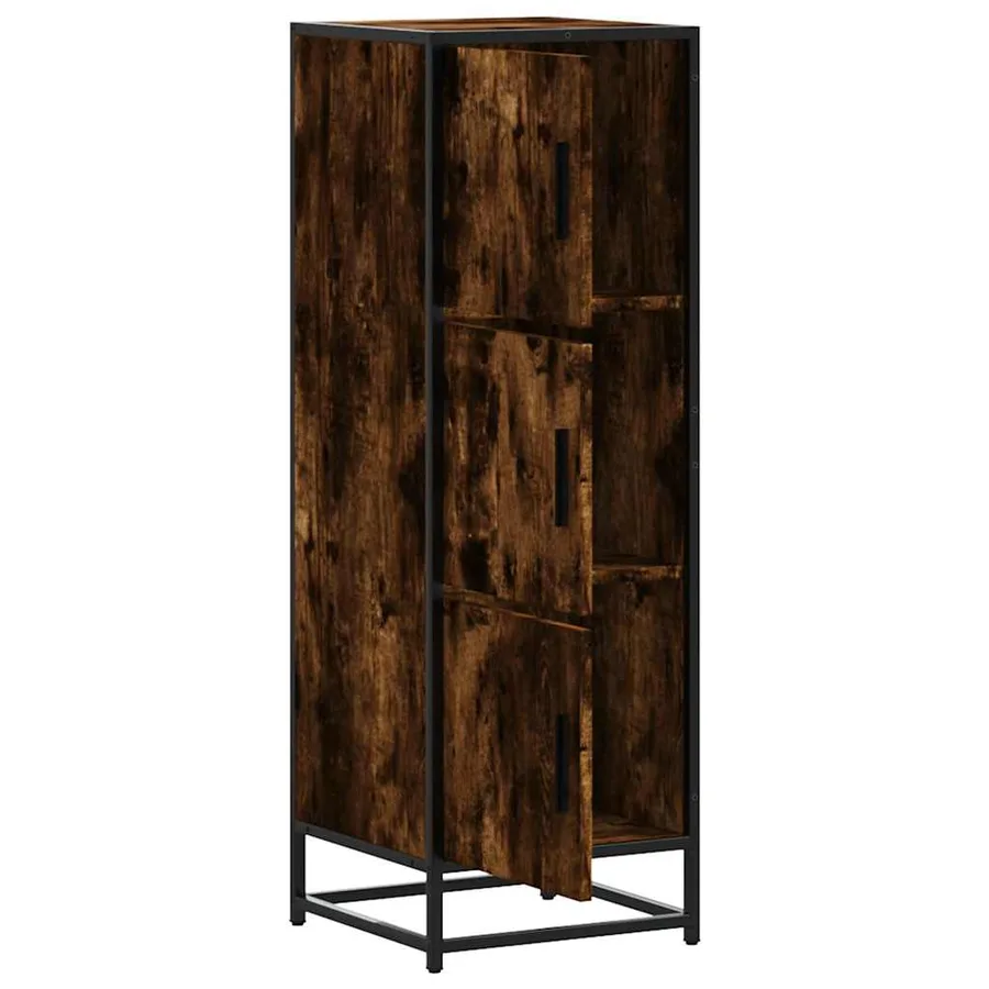 Buffet haut chêne fumé 35,5x35x106,5 cm bois d'ingénierie métal - 8