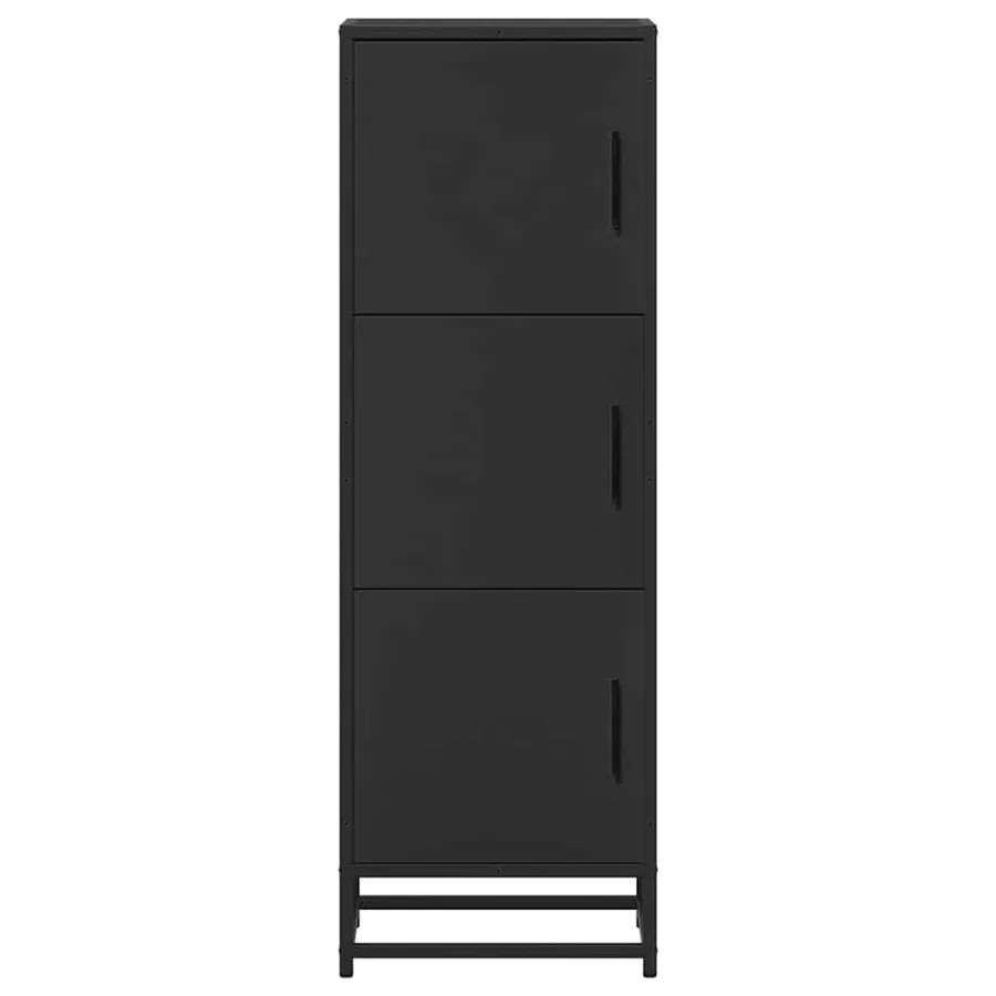 Buffet haut noir 35,5x35x106,5 cm bois d'ingénierie et métal - 4
