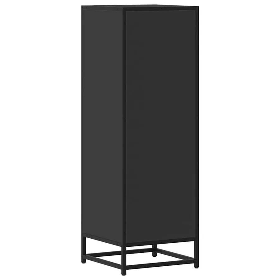 Buffet haut noir 35,5x35x106,5 cm bois d'ingénierie et métal - 6