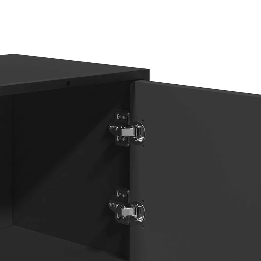 Buffet haut noir 35,5x35x106,5 cm bois d'ingénierie et métal - 9
