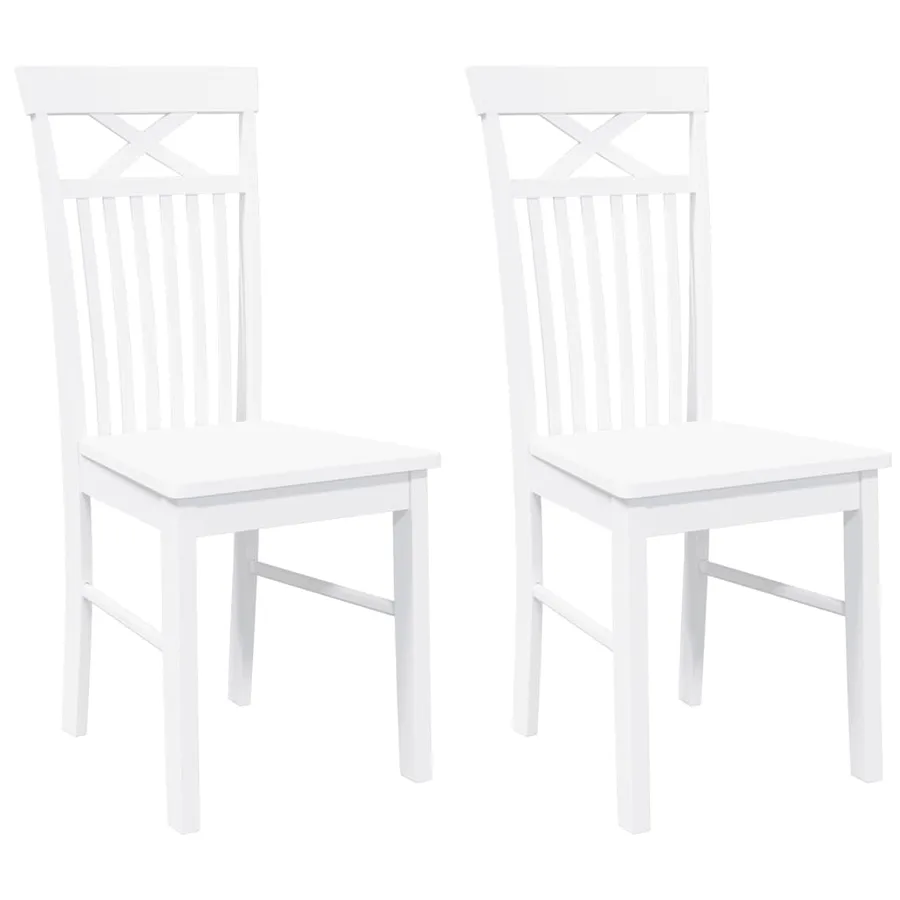 Chaises à manger 2 pcs blanc bois massif caoutchouc - 2