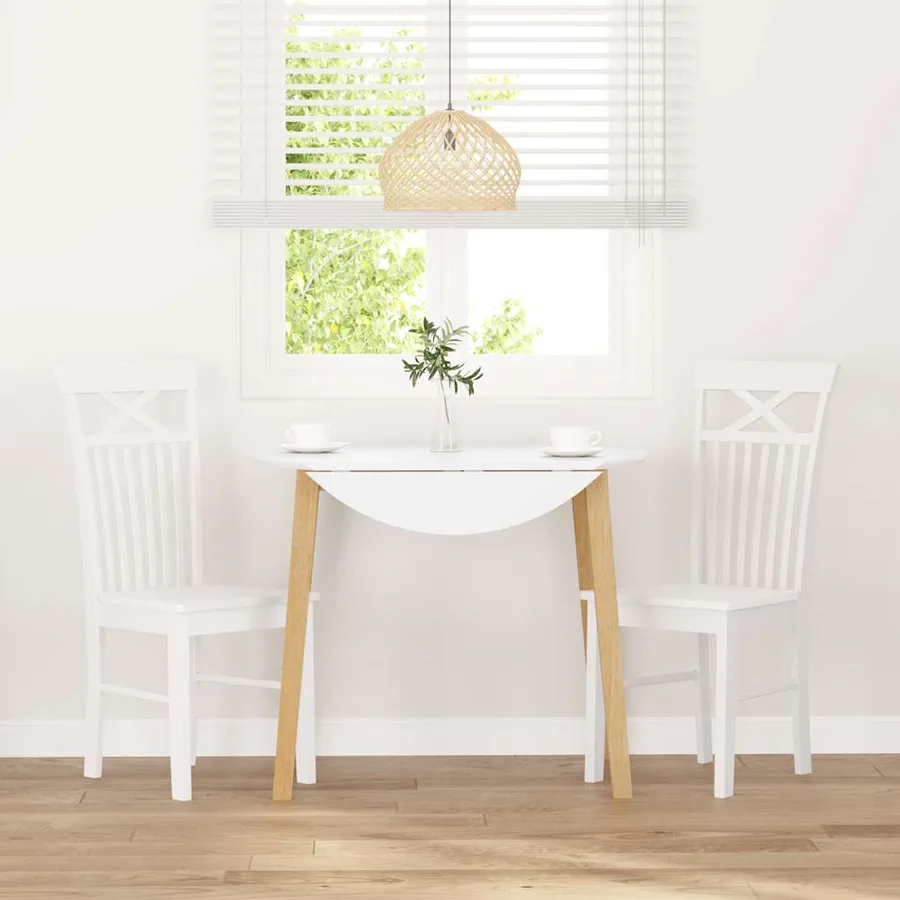Chaises à manger 2 pcs blanc bois massif caoutchouc - 3