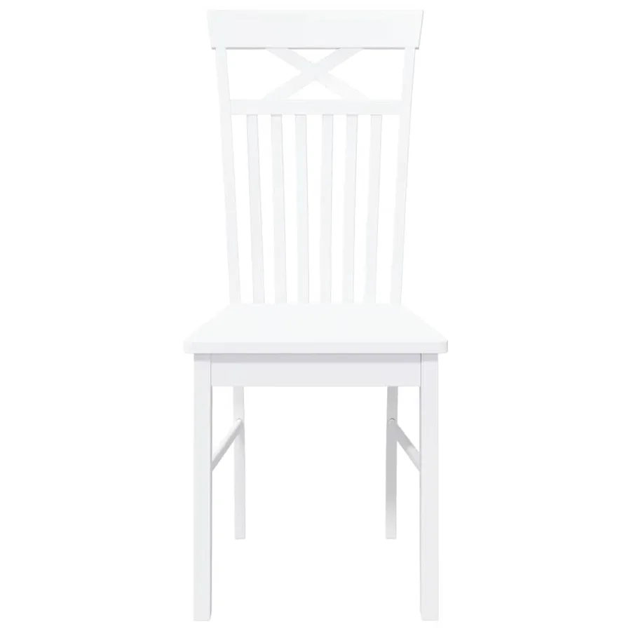 Chaises à manger 2 pcs blanc bois massif caoutchouc - 5