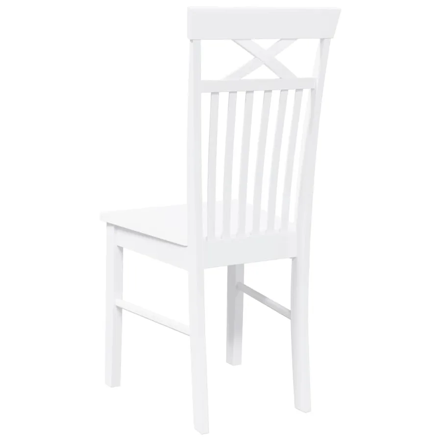 Chaises à manger 2 pcs blanc bois massif caoutchouc - 7