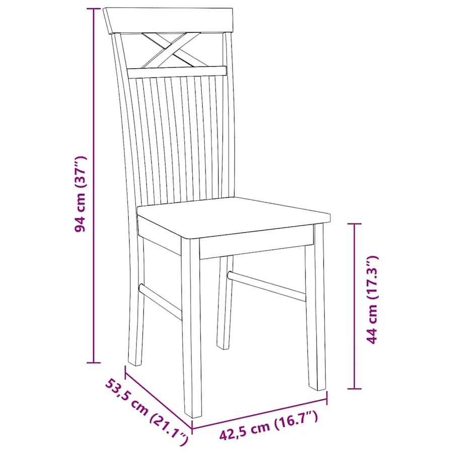 Chaises à manger 2 pcs blanc bois massif caoutchouc - 9