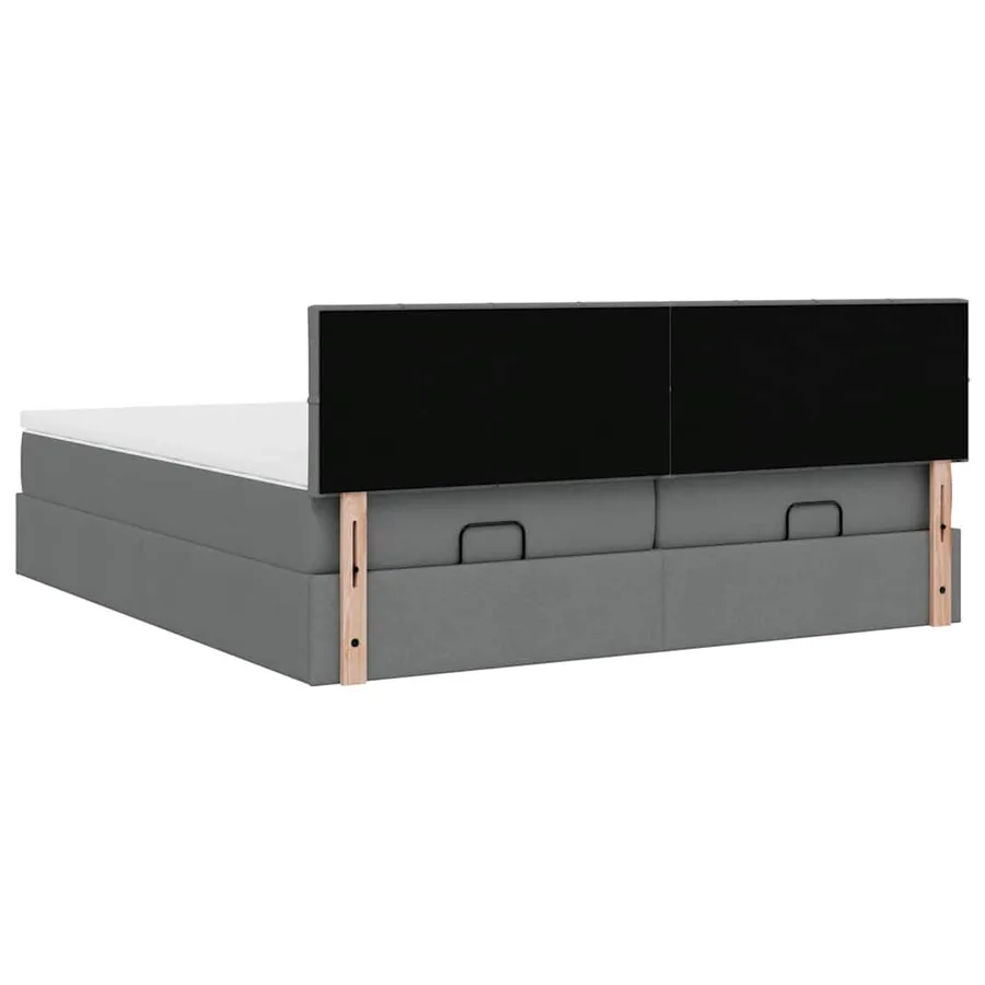 Cadre de lit ottoman avec matelas gris foncé 200x200cm tissu - 12