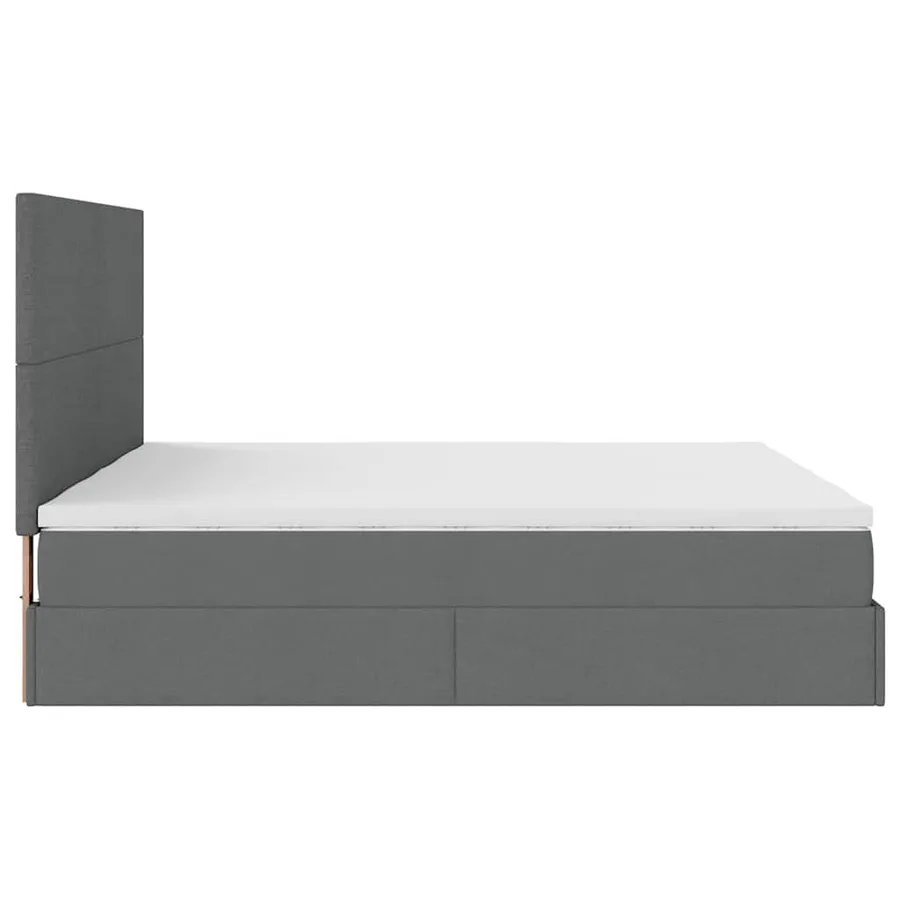 Cadre de lit ottoman avec matelas gris foncé 200x200cm tissu - 9
